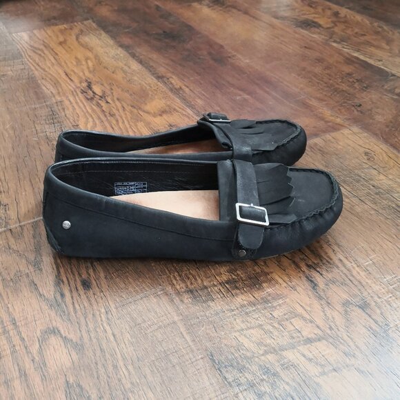 𝅺UGG Dempsey Driving Moccasins Leather Loafers Black Size 8 - Picture 4 of 8